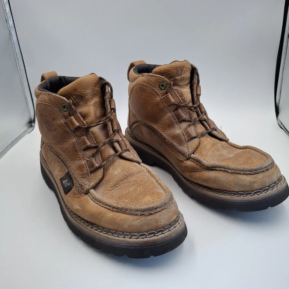 Justin Men's 12 M Leather Moc Toe Ankle Boots Brown Chukka Work Casual 988 Laced